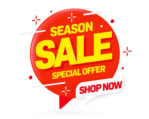 Sticker - Discount label with season sale special offer vector illustration. Discount sticker for retail marketing. Shop store seasonal sale promotion. Online shopping event with price clearance