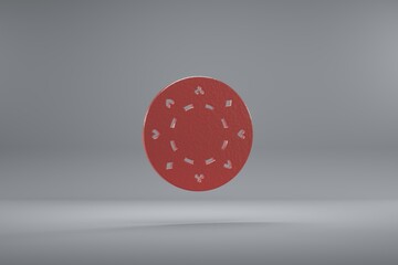 Aufkleber - Beautiful illustration Poker Token red symbol icons on a grey background. 3d rendering illustration. Background pattern for design.
