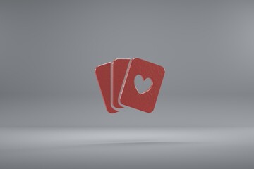 Aufkleber - Beautiful illustration Three Cards red symbol icons on a grey background. 3d rendering illustration. Background pattern for design.