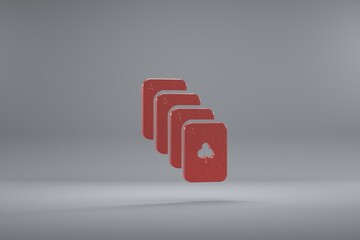 Aufkleber - Beautiful illustration Four Aces red symbol icons on a grey background. 3d rendering illustration. Background pattern for design.