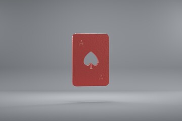 Aufkleber - Beautiful illustration Ace of Spades red symbol icons on a grey background. 3d rendering illustration. Background pattern for design.