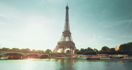 Wall Mural - Eiffel tower and sunny morning, Paris, France