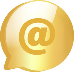 Wall Mural - gold message icon symbol and social media communication sign message icon for website. 3d vector des