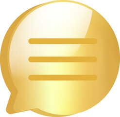 Wall Mural - gold message icon symbol and social media communication sign message icon for website. 3d vector des