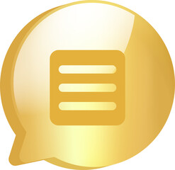 Wall Mural - gold message icon symbol and social media communication sign message icon for website. 3d vector des