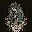 Design illustration beautiful lady of guadalupe mexico saint holy faith