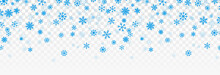 Vector Blue Snowflakes Are Falling From The Sky. Snowflakes Png, Winter, Snow Flakes Png. Snowfall, Blizzard. Christmas Background.
