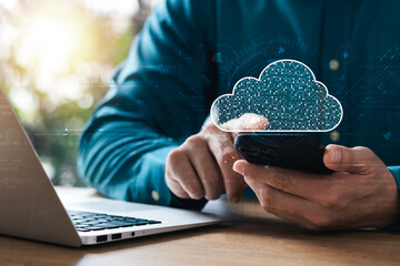 Wall Mural - cloud computer technology and storage online for computer business network ideas connected to intern