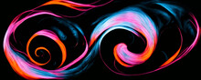  Abstract Neon Light Swirl Effect On Black Background