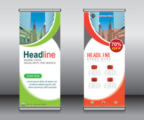 Wall Mural - Roll up banner template design,banner layout, advertisement, pull up, polygon background.