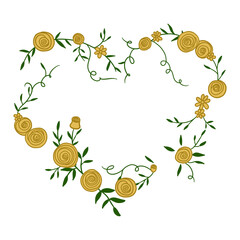 Wall Mural - Gold Rose Heart Frame