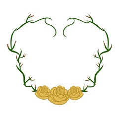 Wall Mural - Gold Rose Heart Frame