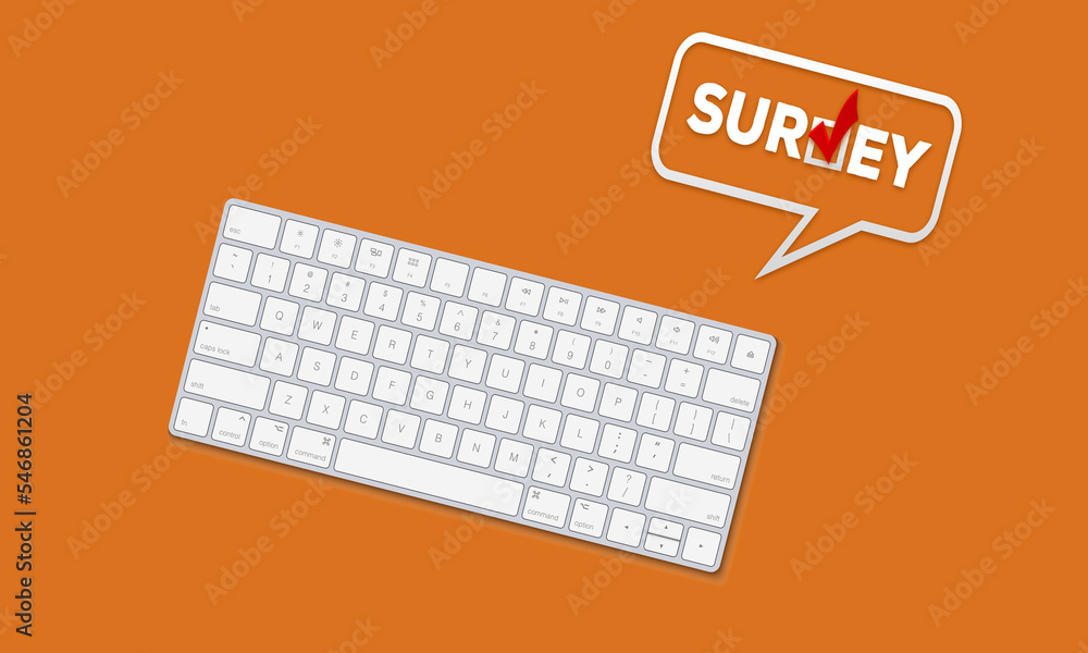 Survey symbol with RED tick box On Dark Orange Background