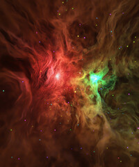 Wall Mural - colliding galaxies space background with colourful smoke