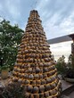 Vertical shot of a Christmas tree made of coconuts
