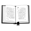 © Diana Kovach - Hand drawn mystical open book with star in line art. Magic collection, symbol, talisman, antique style, boho. Vector sketch illustration isolated on white background
