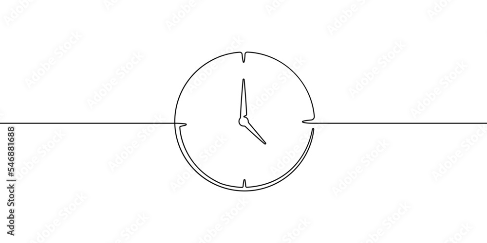 Time simple icon vector illustration in outline style. Continuous line ...