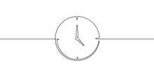 Time Simple Icon Vector Illustration In Outline Style. Continuous Line