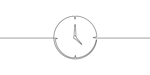 Time simple icon vector illustration in outline style. Continuous line