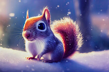 Squirrel In Snow Ai-generated Illustration, Artificial Intelligence