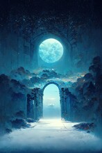 Gate To The Heaven Under The Moon Light.