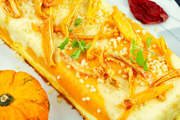 Wall Mural - Cottage cheese casserole with pumpkin