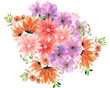 Bouquet di fiori multicolore, illustrazione a acquerello isolata su sfondo bianco