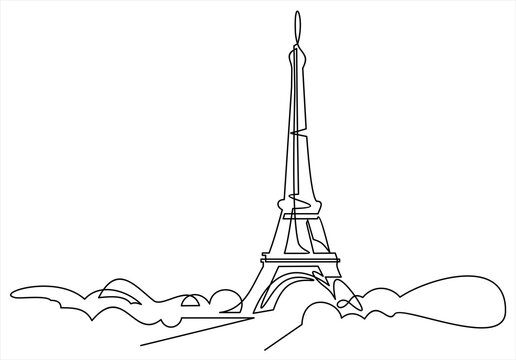 eiffel tower one line drawing