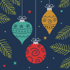 Wall Mural - Colourful hand drawn ornaments. Christmas background. Vector illustration