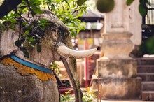 Closeup Shot Of An Elephant Statue Found In A Buddhist Temple In Vietnam