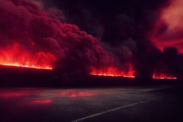 Wall Mural - Fire and smoke burning in the night