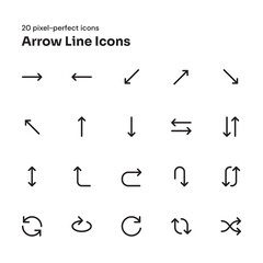 Wall Mural - Arrow pixel-perfect outline icons suitable for website and mobile apps ui design