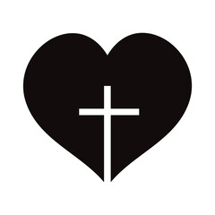 Illustration of heart with cross. Christianity.