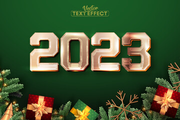 Poster - 2023 text effect, editable christmas golden text style