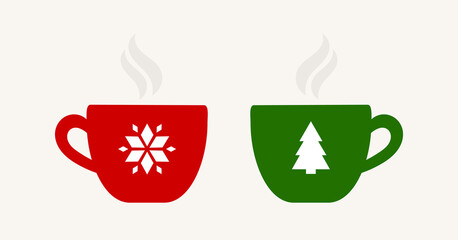 Wall Mural - christmas winter hot coffee cups.