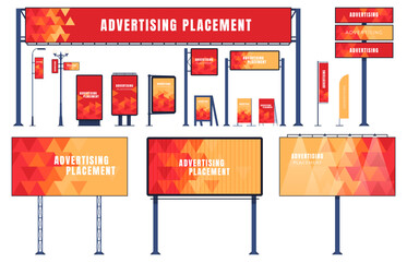 advertising billboard carriers. metal structures for advertising. business promotion concept. vector