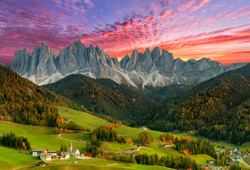 Wall Mural - beautiful landscape of italian dolomites - santa magdalena