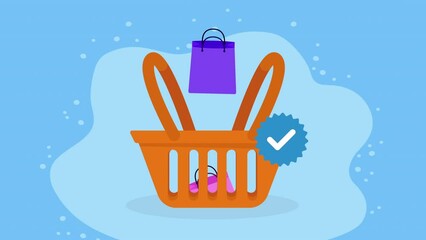 Poster - shopping basket market commerce animation