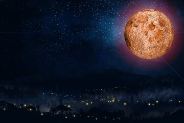 Wall Mural - big red planet in dark sky