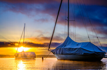 Poster - sailboat at the lake starnberger see