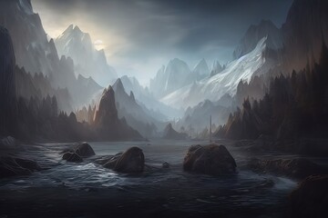 Concept art Norse and viking mythology, landscape