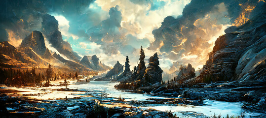 Concept art Norse and viking mythology, landscape