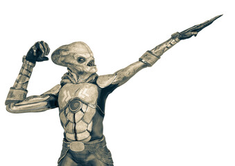 Wall Mural - official alien on a sci-fi outfit nice pose in a white background