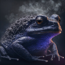 Portrait Of A Dark-Blue Toad 