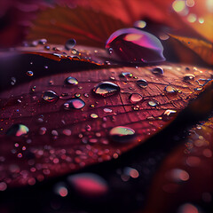 Wall Mural - water drops on red background