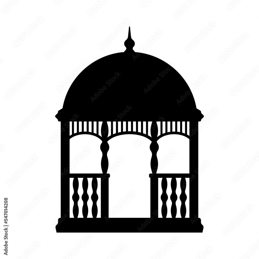 Gazebo icon. Black silhouette. Front side view. Vector simple flat ...