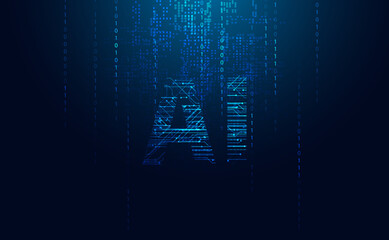 Wall Mural - abstract intelligence in form ai on background circuit board thinking and calculating using ai binar