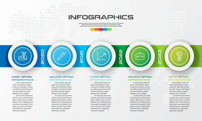 Timeline infographic template,Business concept with 5 options,Vector illustration.