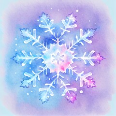 Poster - Isolated watercolor snowflakes on colored background. Symbol of winter. Beautiful decoration. Illustration with isolated snowflakes.