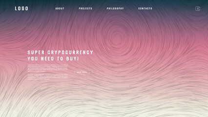 Landing page abstract design with vector field forces matris. Colorful template for website or app. Magnetic flow chart